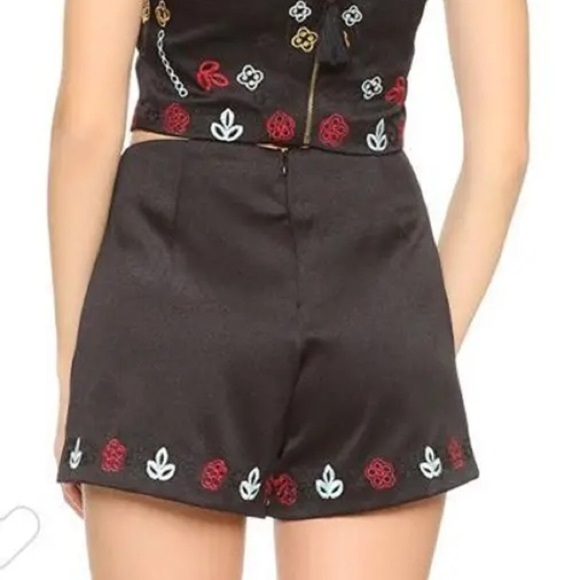 JOA Anthropologie Boho Embroidered Black Shorts 3” Inseam Rear Zip Lined Sz L - Picture 6 of 15